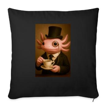 Dapper Axolotl with Coffee - Sofa pillowcase 17,3'' x 17,3'' (45 x 45 cm) - black - Front