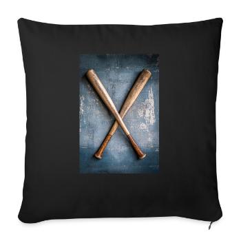 Classic Baseball Bats Crossed - Sofa pillowcase 17,3'' x 17,3'' (45 x 45 cm) - black - Front