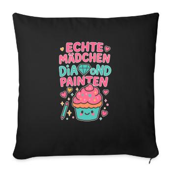 Peinture au diamant Real Girl - Housse de coussin décorative 45 x 45 cm - noir - Devant