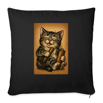 High Kitty Vibes - Sofa pillowcase 17,3'' x 17,3'' (45 x 45 cm) - black - Front