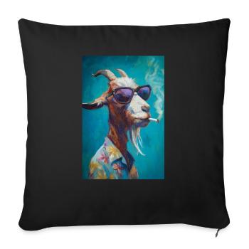 Chill Goat in Shades - Sofakissenbezug 45 x 45 cm - Schwarz - Vorne