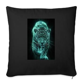 Neonfarbener Jaguar in Bewegung - Sofakissenbezug 45 x 45 cm - Schwarz - Vorne