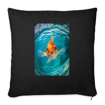 Curious Goldfish Stare - Sofa pillowcase 17,3'' x 17,3'' (45 x 45 cm) - black - Front