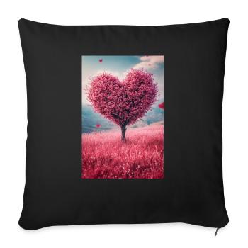 Romantic Heart Tree in Bloom - Sofa pillowcase 17,3'' x 17,3'' (45 x 45 cm) - black - Front