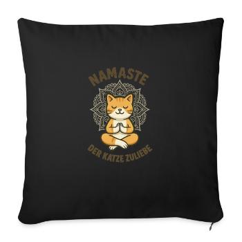 Namaste for the sake of the cat World Cat Day Meditation - Sofa pillowcase 17,3'' x 17,3'' (45 x 45 cm) - black - Front