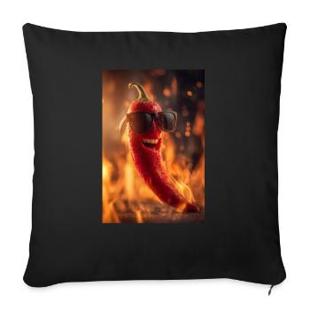 Mr. Chili Brings the Heat - Sofa pillowcase 17,3'' x 17,3'' (45 x 45 cm) - black - Front