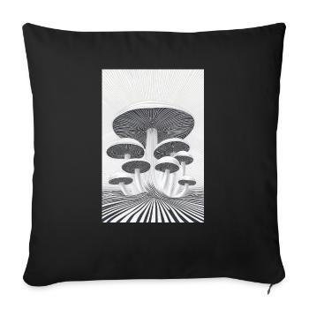 Optischer Pilzwald - Sofakissenbezug 45 x 45 cm - Schwarz - Vorne