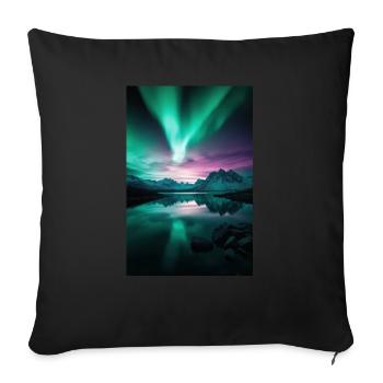 Polarlichter über arktischen Gipfeln - Sofakissenbezug 45 x 45 cm - Schwarz - Vorne