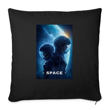 Astronauts in Deep Space - Sofa pillowcase 17,3'' x 17,3'' (45 x 45 cm) - black - Front