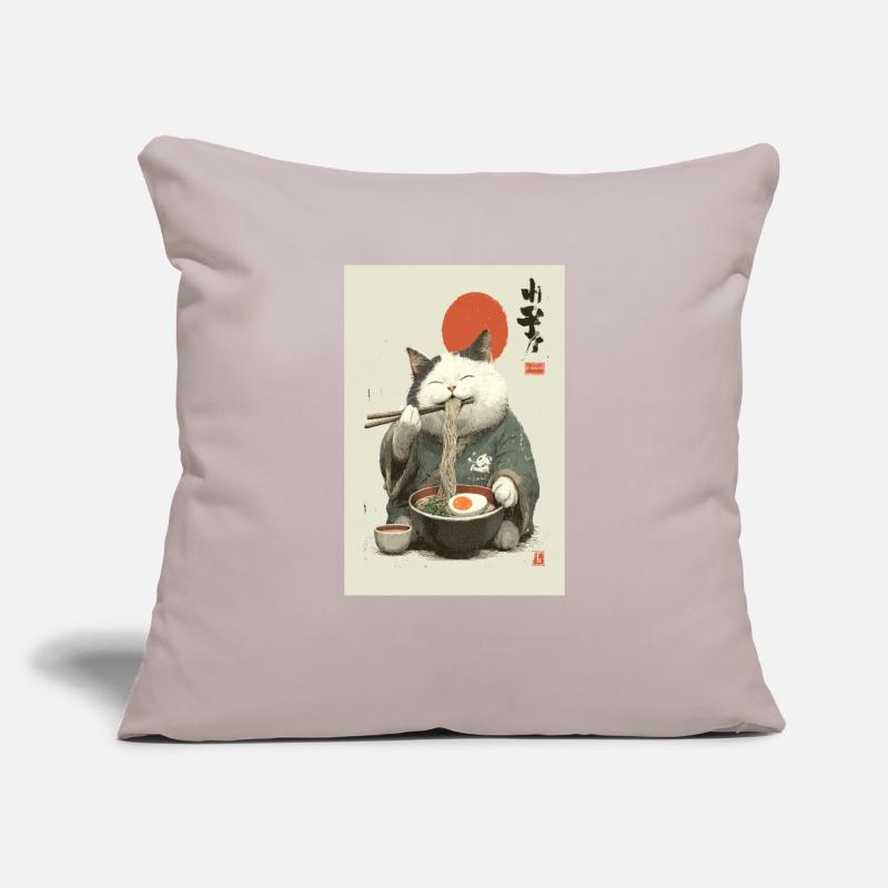 Samurai-Katze schlürft Ramen Sofakissenbezug 45 x 45 cm