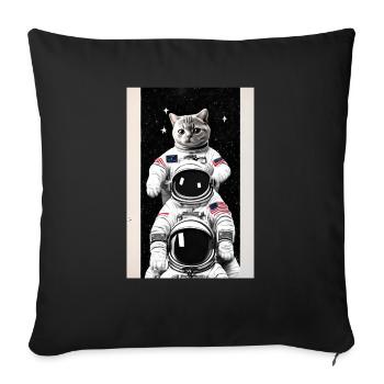 British Shorthair Cat - Tshirt Design Astronaut - Sofa pillowcase 17,3'' x 17,3'' (45 x 45 cm) - black - Front