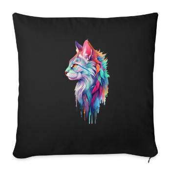 Hippie Cat - Sofa pillowcase 17,3'' x 17,3'' (45 x 45 cm) - black - Front