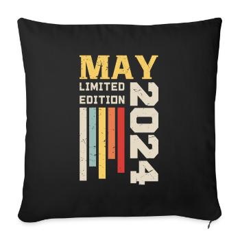 May 2024 - Birthday gift born in May 2024 May - Sofa pillowcase 17,3'' x 17,3'' (45 x 45 cm) - black - Front
