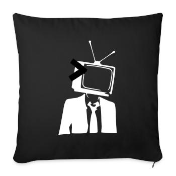 Tv Fernseher als Kopf - Sofakissenbezug 45 x 45 cm - Schwarz - Vorne