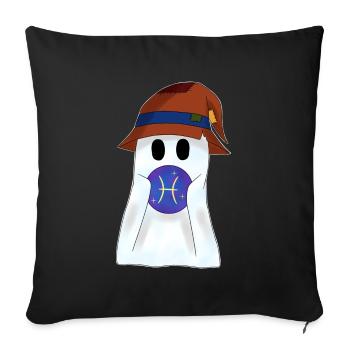 Little ghost with the zodiac sign Pisces - Sofa pillowcase 17,3'' x 17,3'' (45 x 45 cm) - black - Front