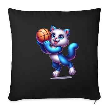 Chat Mignon Joueur De Basket-Ball - Housse de coussin décorative 45 x 45 cm - noir - Devant