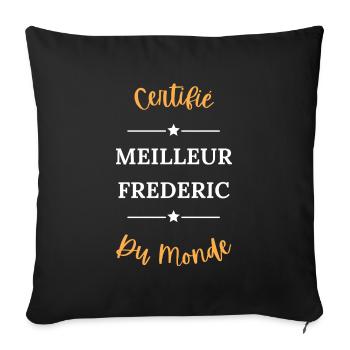 Certifié meilleur Frederic du monde - Housse de coussin décorative 45 x 45 cm - noir - Devant