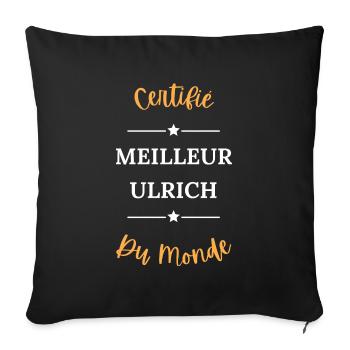 Certifié meilleur ulrich du monde - Housse de coussin décorative 45 x 45 cm - noir - Devant