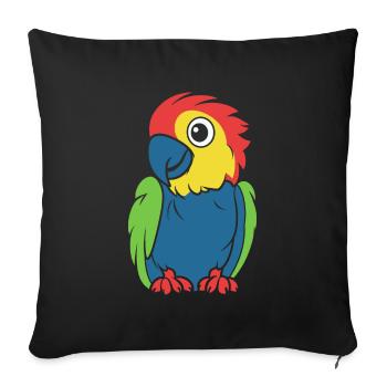 Humour petit perroquet - Housse de coussin décorative 45 x 45 cm - noir - Devant