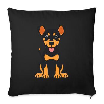 dobermann - Housse de coussin décorative 45 x 45 cm - noir - Devant