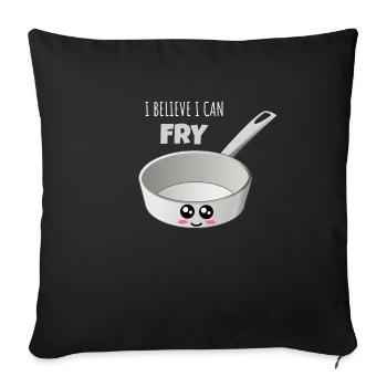 Je crois que je peux faire frire mignon Punette de poêle - Housse de coussin décorative 45 x 45 cm - noir - Devant