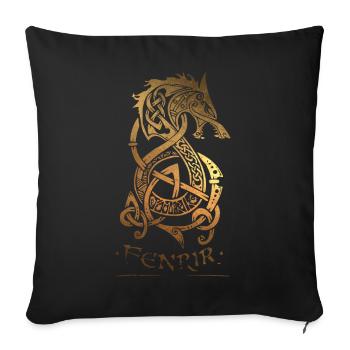 Fenrir - Wolf - Odin - Valhalla - Nurdish - - Sofa pillowcase 17,3'' x 17,3'' (45 x 45 cm) - black - Front