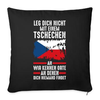 Tschechien Tscheche Tschechisches - Sofakissenbezug 45 x 45 cm - Schwarz - Vorne