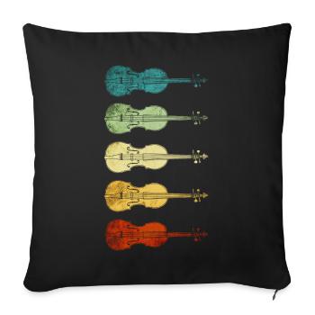 Instrument de violon Violon - Housse de coussin décorative 45 x 45 cm - noir - Devant