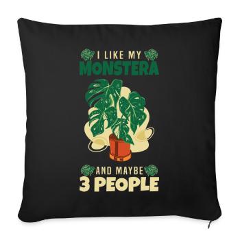 Monstera - Sofakissenbezug 45 x 45 cm - Schwarz - Vorne