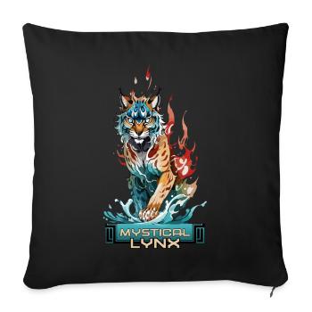Lynx mystique : gardien de l’eau et du feu - Housse de coussin décorative 45 x 45 cm - noir - Devant