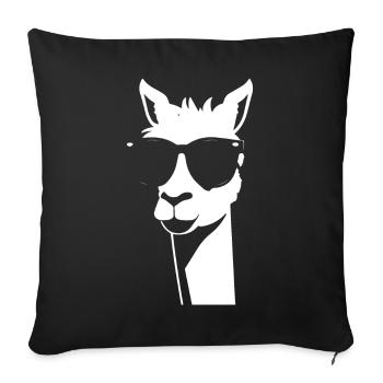 Drôle d’alpaga portant des lunettes de soleil cool alpagas - Housse de coussin décorative 45 x 45 cm - noir - Devant