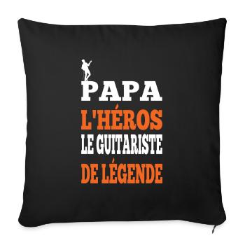 Papa le héros le guitariste de légende t-shirt - Housse de coussin décorative 45 x 45 cm - noir - Devant
