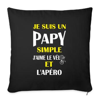 Je suis un papy simple j'aime le vélo et l'apéro - Housse de coussin décorative 45 x 45 cm - noir - Devant