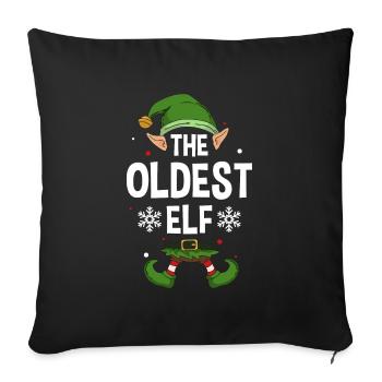 Le plus ancien groupe familial elfe correspondant à Noël - Housse de coussin décorative 45 x 45 cm - noir - Devant