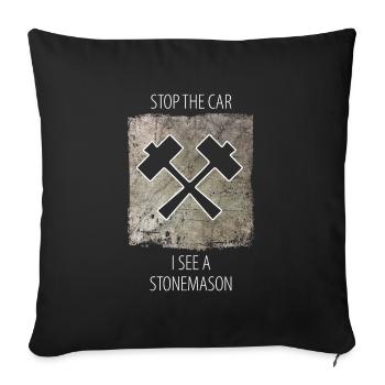 Stonemason Stone Sculptor Saying - Sofa pillowcase 17,3'' x 17,3'' (45 x 45 cm) - black - Front