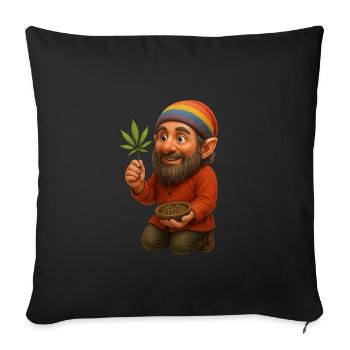 Growzwerg mit Hanfblatt und Samen - Sofakissenbezug 45 x 45 cm - Schwarz - Vorne
