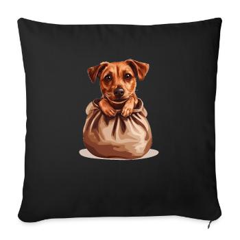 Pocket Pup – Votre fidèle compagnon dans une pochette - Housse de coussin décorative 45 x 45 cm - noir - Devant