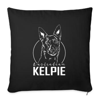 Wilsigns AUSTRALIAN KELPIE Hütehund Hundeportrait - Sofakissenbezug 45 x 45 cm - Schwarz - Vorne