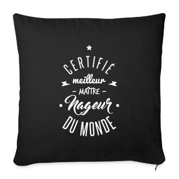 meilleur maitre nageur - Housse de coussin décorative 45 x 45 cm - noir - Devant