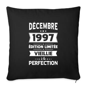 Anniversaire 25 ans - Décembre 1997 Perfection - Housse de coussin décorative 45 x 45 cm - noir - Devant