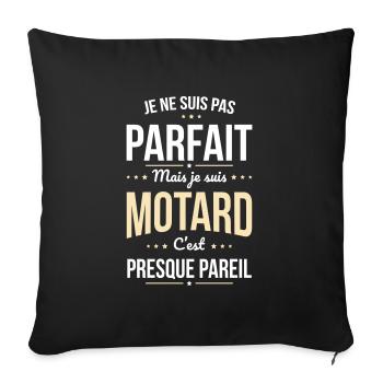 Je ne suis pas parfait mais je suis motard - Housse de coussin décorative 45 x 45 cm - noir - Devant