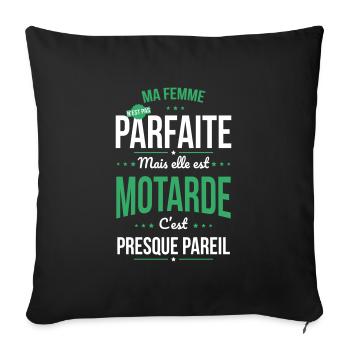 Ma femme pas parfaite mais elle est motarde - Housse de coussin décorative 45 x 45 cm - noir - Devant