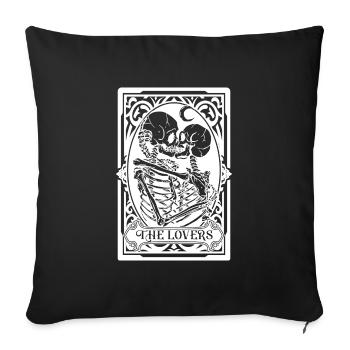 Die Tarotkarte der Liebenden - Sofakissenbezug 45 x 45 cm - Schwarz - Vorne