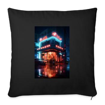 Straße Neon Stadt - Sofakissenbezug 45 x 45 cm - Schwarz - Vorne