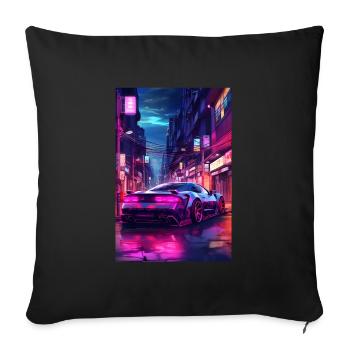 Auto Neon Stadt - Sofakissenbezug 45 x 45 cm - Schwarz - Vorne