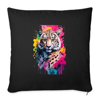 Cheetah Cool Colorful in Watercolor, Illustration - Sofa pillowcase 17,3'' x 17,3'' (45 x 45 cm) - black - Front