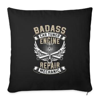 Tuner Voiture Pilote Drifting Moteur - Housse de coussin décorative 45 x 45 cm - noir - Devant
