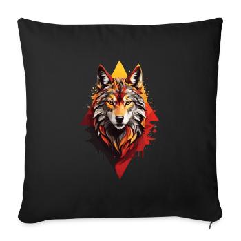 Wolf - Sofakissenbezug 45 x 45 cm - Schwarz - Vorne