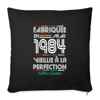 40-jähriges Jubiläum - Hergestellt im Mai 1984 - Sofakissenbezug 45 x 45 cm - Schwarz - Vorne