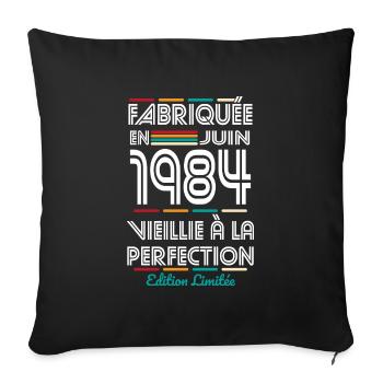 40-jähriges Jubiläum - Hergestellt im Juni 1984 - Sofakissenbezug 45 x 45 cm - Schwarz - Vorne